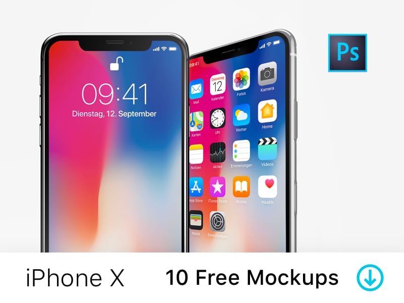 iPhone X -10 Free PSD Mockups