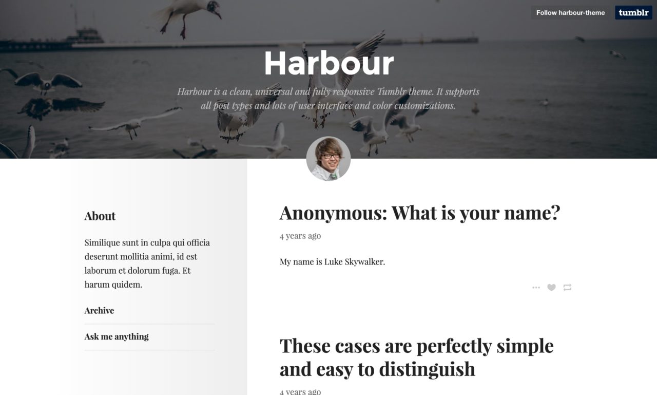 harbour tumblr theme