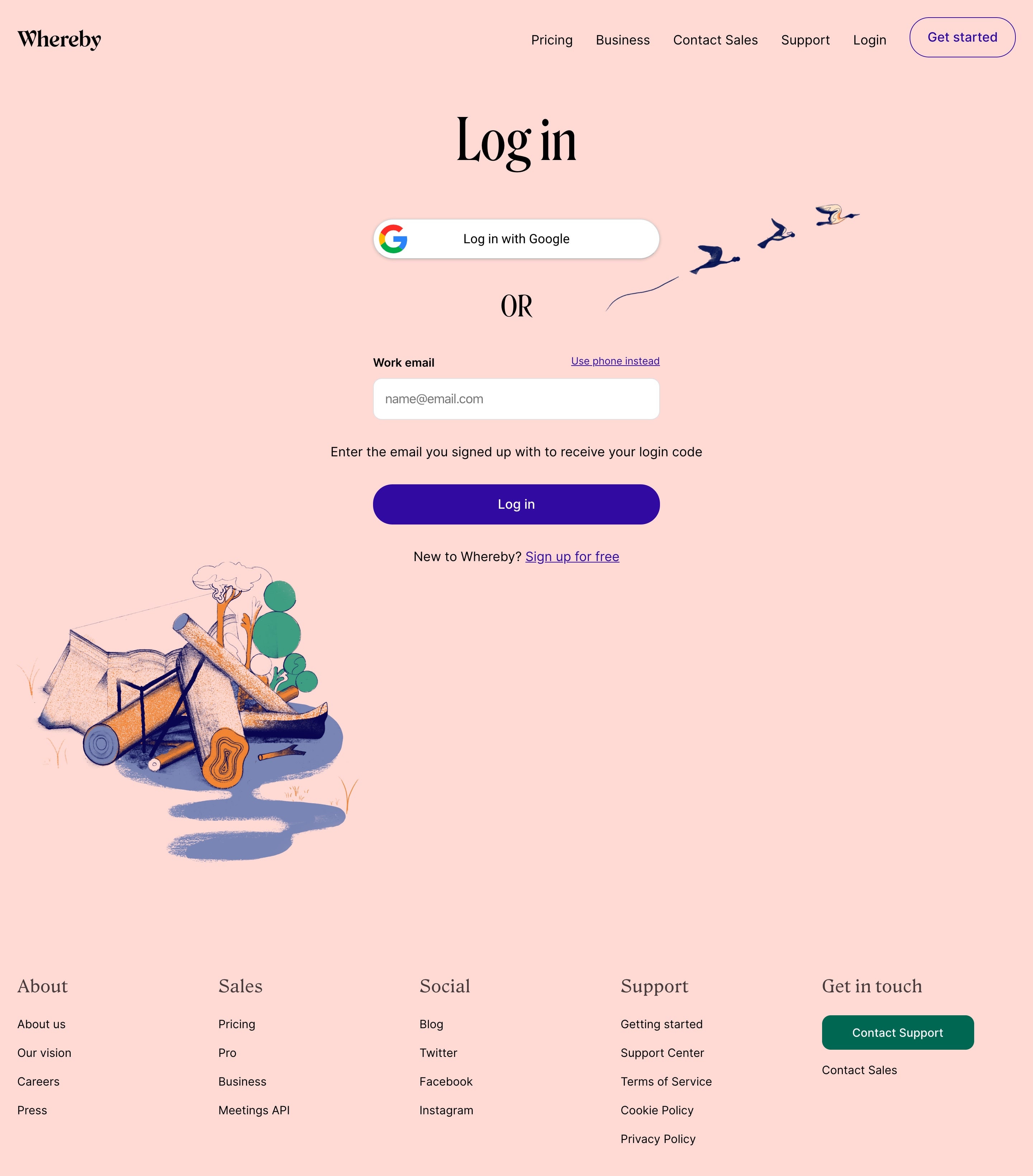 whereby log in page